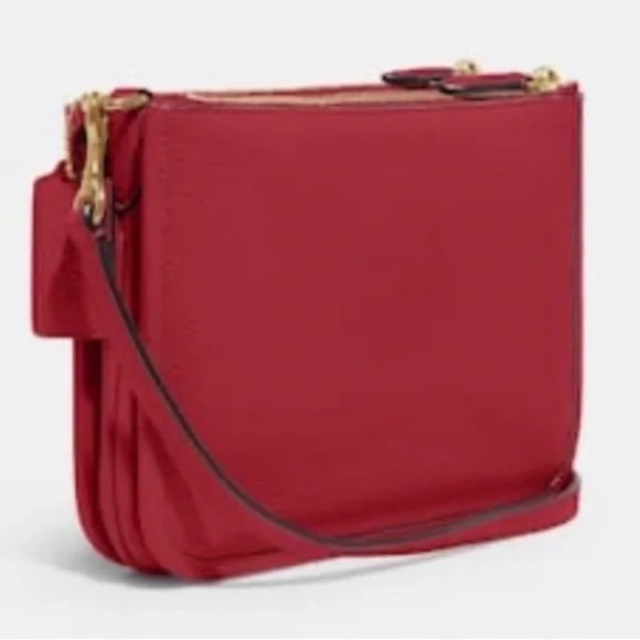 Coach Slim Turn-lock Crossbody brick red pebbled leather with red fabric inside - Picture 2 of 7